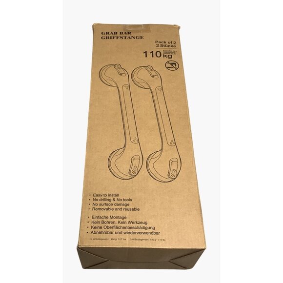 2 Grab Bar Safety Handles 110 Kg Support Capacity Shower Bathtubs Seniors - Picture 10 of 11